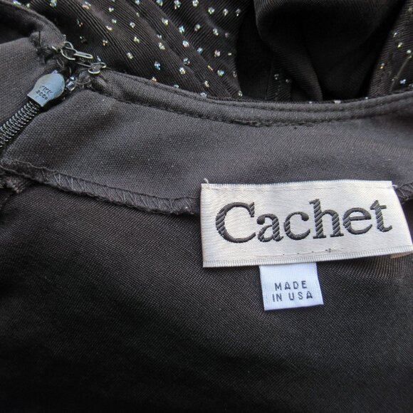 VTG Cache long black sparkly 38 - 40" bust dress, Low cut double drape back WOW! - Picture 15 of 15